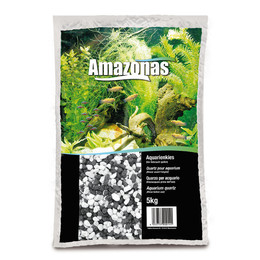 AMAZONAS FARBIGER QUARZKIES, Schwarz-Weiss 5 kg.